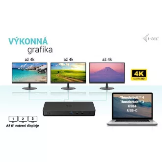 i-tec USB-C Triple 4K kijelző dokkoló állomás Gen2 Pro, PD 100W