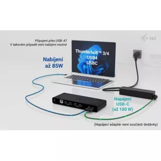 i-tec univerzális Dual 4K kijelző dokkolóállomás, Power Delivery 85W