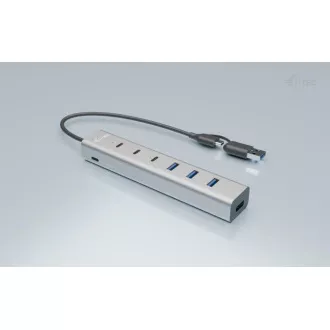 i-tec USB-C/USB-A töltő fém HUB 7 portos (3x USB-C, 4x USB-A)