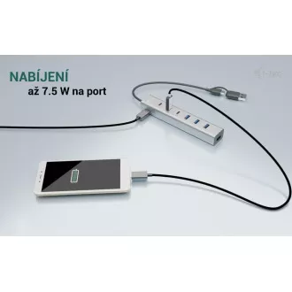 i-tec USB-C/USB-A töltő fém HUB 7 portos (3x USB-C, 4x USB-A)