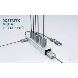 i-tec USB-C/USB-A töltő fém HUB 7 portos (3x USB-C, 4x USB-A)