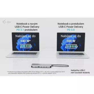 i-tec USB-C Metal Nano 3x Display Dock, 2x HDMI 1x USB-C videó, Power Delivery 140W