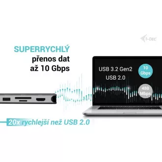i-tec USB-C Metal Nano 3x Display Dock, 2x HDMI 1x USB-C videó, Power Delivery 140W