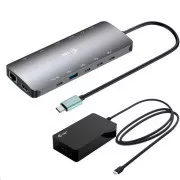 i-tec USB-C Metal Nano 3x Display Dock, 2x HDMI 1x USB-C videó, PD 140W   univerzális töltő 140 W