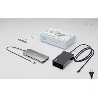 i-tec USB-C Metal Nano 3x Display Dock, 2x HDMI 1x USB-C videó, PD 140W   univerzális töltő 140 W