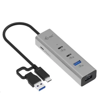 i-tec univerzális töltő fém HUB 2x USB-C   2x USB-A port, PD 85W