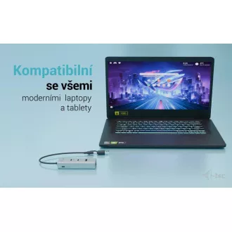 i-tec univerzális töltő fém HUB 2x USB-C   2x USB-A port, PD 85W