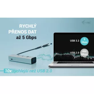 i-tec univerzális töltő fém HUB 2x USB-C   2x USB-A port, PD 85W