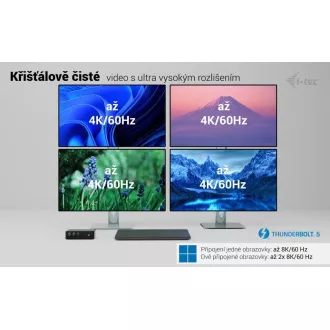 i-tec Thunderbolt 5 Quattro kijelző dokkolóállomás, Power Delivery 140W