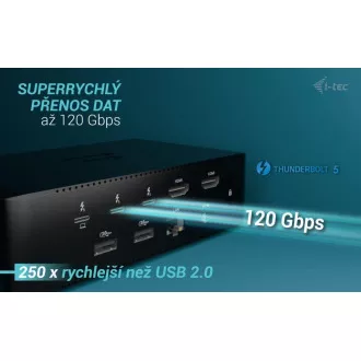 i-tec Thunderbolt 5 Quattro kijelző dokkolóállomás, Power Delivery 140W
