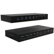 i-tec USB-C KVM dokkolóállomás 3 hosthoz, kettős kijelző, Power Delivery 1x 92W/2x 65W