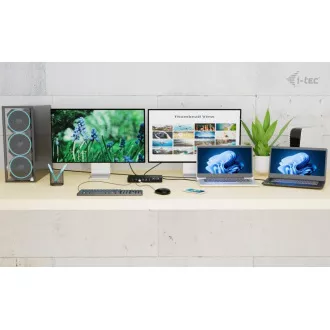 i-tec USB-C KVM dokkolóállomás 3 hosthoz, kettős kijelző, Power Delivery 1x 92W/2x 65W