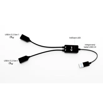 i-tec USB-A kábel HUB 2 port (2x USB-A)