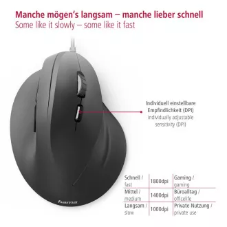 Hama függőleges ergonomikus vezetékes egér EMC-500, 6 gomb, fekete Hama függőleges ergonomikus vezetékes egér EMC-500, 6 gomb, fekete