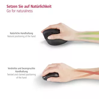 Hama függőleges ergonomikus vezeték nélküli egér EMW-500, 6 gomb, fekete