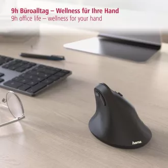 Hama függőleges ergonomikus vezeték nélküli egér EMW-500, 6 gomb, fekete