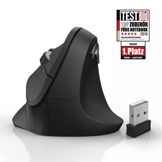 Hama függőleges ergonomikus vezeték nélküli egér EMW-500, 6 gomb, fekete