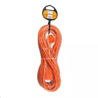 Solight hosszabbító vezeték - csatlakozó, 1 aljzat, 10m, 3 x 1mm2, narancssárga