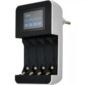 Solight töltő LCD kijelzővel, AC 230V, 450mA, 4 csatornás, AA / AAA, mikroprocesszor vezérelt
