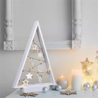 Solight LED fa karácsonyfa díszekkel, 15LED, natúr fa, 37cm, 2x AA Solight LED fa karácsonyfa díszekkel, 15LED, natúr fa, 37cm, 2x AA