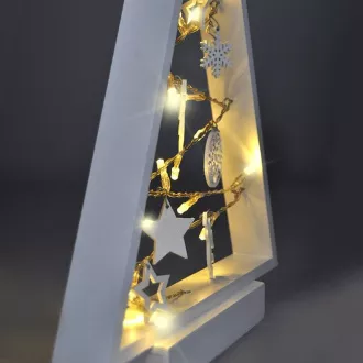 Solight LED fa karácsonyfa díszekkel, 15LED, natúr fa, 37cm, 2x AA Solight LED fa karácsonyfa díszekkel, 15LED, natúr fa, 37cm, 2x AA