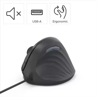 Hama függőleges, ergonomikus, vezetékes egér ECM-500R, jobbkezes, fekete