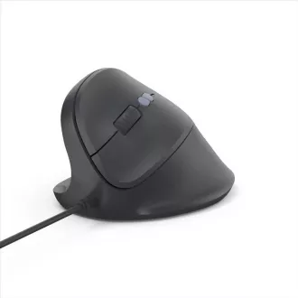 Hama függőleges, ergonomikus, vezetékes egér ECM-500L, balkezes felhasználóknak, fekete színben