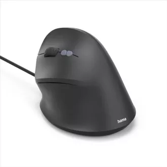 Hama függőleges, ergonomikus, vezetékes egér ECM-500L, balkezes felhasználóknak, fekete színben