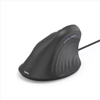 Hama függőleges, ergonomikus, vezetékes egér ECM-500L, balkezes felhasználóknak, fekete színben