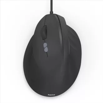 Hama függőleges, ergonomikus, vezetékes egér ECM-500L, balkezes felhasználóknak, fekete színben