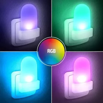 Solight RGB LED-es éjszakai lámpa fényérzékelővel, választható fényszínnel, 230V Solight RGB LED-es éjszakai lámpa fényérzékelővel, választható fényszínnel, 230V