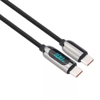 Solight USB-C kábel kijelzővel, USB-C csatlakozó - USB-C csatlakozó, 100W, 1m