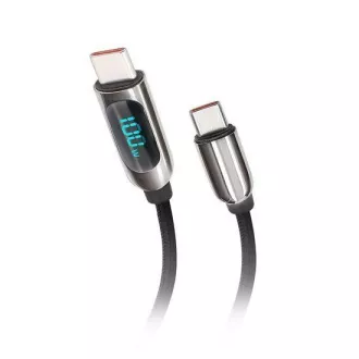Solight USB-C kábel kijelzővel, USB-C csatlakozó - USB-C csatlakozó, 100W, 2m