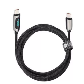 Solight USB-C kábel kijelzővel, USB-C csatlakozó - USB-C csatlakozó, 100W, 2m