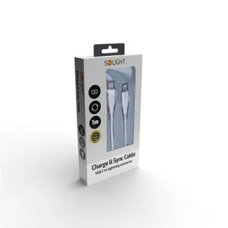 Solight USB-C/Lightning kábel, USB-C csatlakozó - Lightning csatlakozó, szilikon, 1m