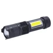 Solight LED újratölthető zsebzseblámpa zoommal, 100lm   70lm, Li-Ion, USB, fekete