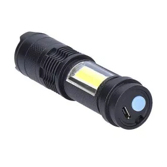 Solight LED újratölthető zsebzseblámpa zoommal, 100lm   70lm, Li-Ion, USB, fekete