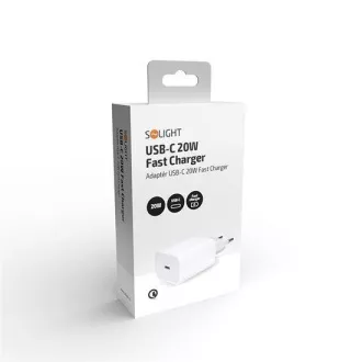 Solight univerzális hálózati adapter USB-C 20W, fehér