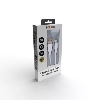 Solight lightning kábel, USB 2.0 A csatlakozó - Lightning csatlakozó, szilikon, 1m
