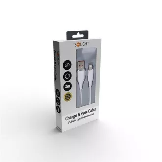Solight lightning kábel, USB 2.0 A csatlakozó - Lightning csatlakozó, szilikon, 2m Solight lightning kábel, USB 2.0 A csatlakozó - Lightning csatlakozó, szilikon, 2m