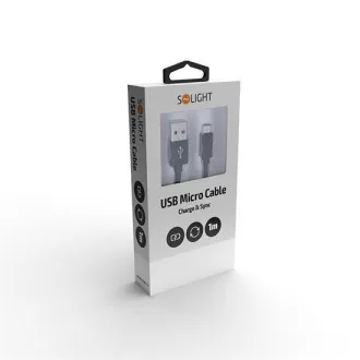 Solight USB kábel, USB 2.0 A csatlakozó - USB B mikrocsatlakozó, buborékcsomagolás, 1m Solight USB kábel, USB 2.0 A csatlakozó - USB B mikrocsatlakozó, buborékcsomagolás, 1m