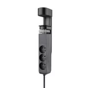Solight 3z   USB A C hordozható asztali csatlakozó, 2m, fekete, USB gyorstöltő 20W PD