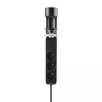 Solight 3z   USB A C hordozható asztali csatlakozó, 2m, fekete, USB gyorstöltő 20W PD