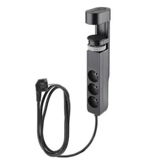 Solight 3z   USB A C hordozható asztali csatlakozó, 2m, fekete, USB gyorstöltő 20W PD