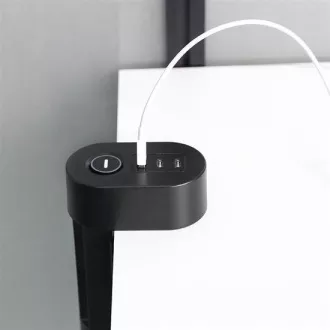 Solight 3z   USB A C hordozható asztali csatlakozó, 2m, fekete, USB gyorstöltő 20W PD