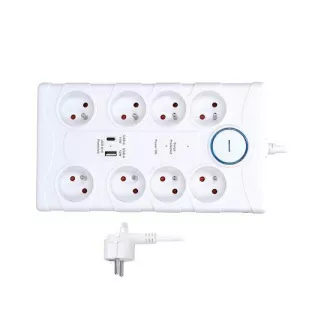Solight túlfeszültségvédő, 8z, USB A C, 2m, fehér Solight túlfeszültségvédő, 8z, USB A C, 2m, fehér