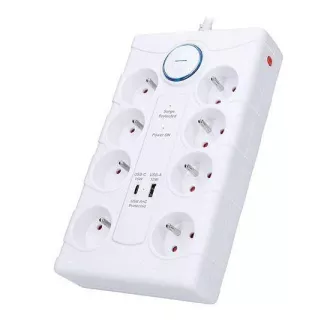Solight túlfeszültségvédő, 8z, USB A C, 2m, fehér Solight túlfeszültségvédő, 8z, USB A C, 2m, fehér