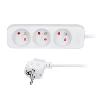 Solight hosszabbító 3m, 3 aljzat, 16A/3680W, PVC, fehér