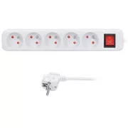 Solight hosszabbító kábel 3m, 5 aljzat, kapcsoló, 16A/3680W, PVC, fehér