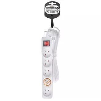 Solight hosszabbító kábel 3m, 5 aljzat, kapcsoló, 16A/3680W, PVC, fehér